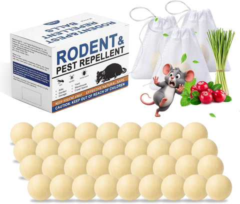 Mouse Repellent Balls 36 Pack, Peppermint Rodent Repellent for Mice and Rats, Natural Mouse Deterrent Indoor Outdoor, Long Lasting Pest Control for Home, Garage, Basement, Attic, Car
