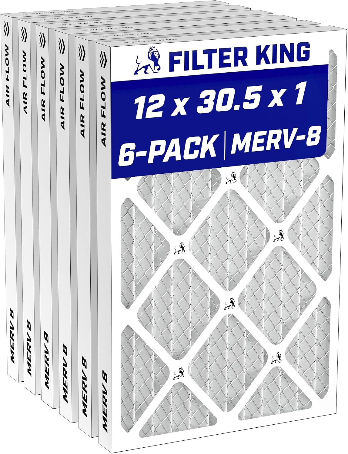 Filter King 12x30.5x1 Air Filter MERV 8, AC Furnace Filters (6-Pack)