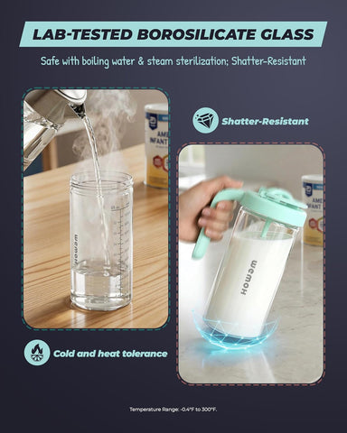 Borosilicate Glass Breast Milk Pitcher with Upgraded Mixer, 32oz