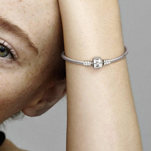 PANDORA Moments Barrel Clasp Snake Chain Bracelet 8.3"