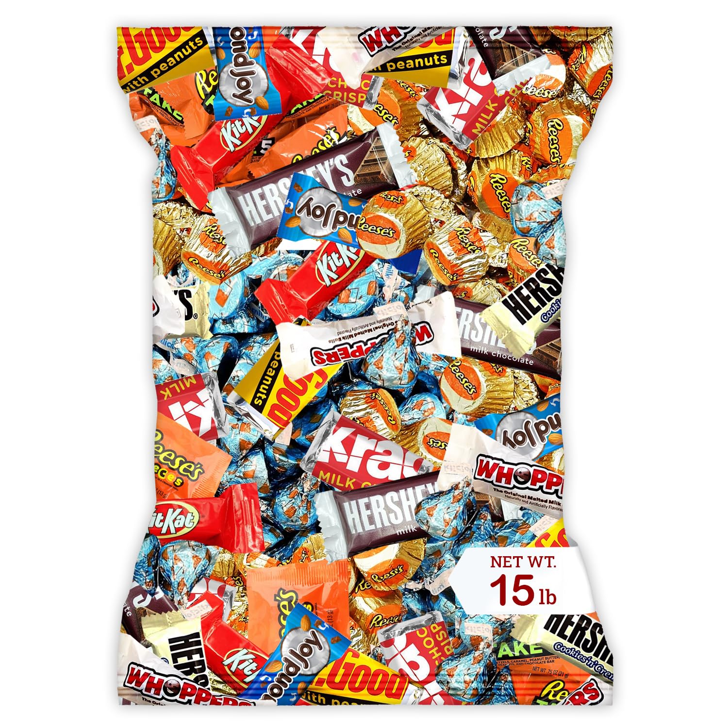 Bulk Chocolate Assortment Variety Pack - Chocolate Candy Variety Pack - 15 lb Bag of Milk, Dark, Bars and more! Bulk Candy Mix for Treat Bags (15 LBS) - July 4th