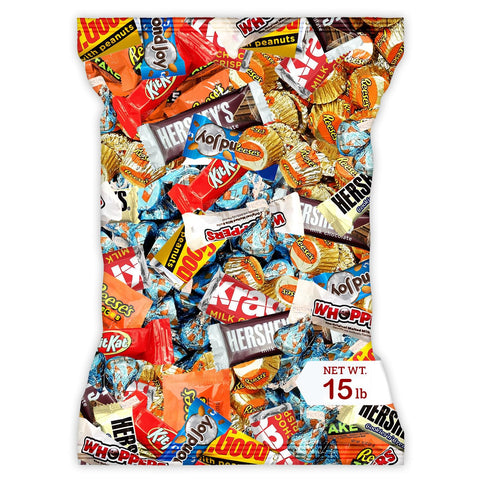 Bulk Chocolate Assortment Variety Pack - Chocolate Candy Variety Pack - 15 lb Bag of Milk, Dark, Bars and more! Bulk Candy Mix for Treat Bags (15 LBS) - July 4th