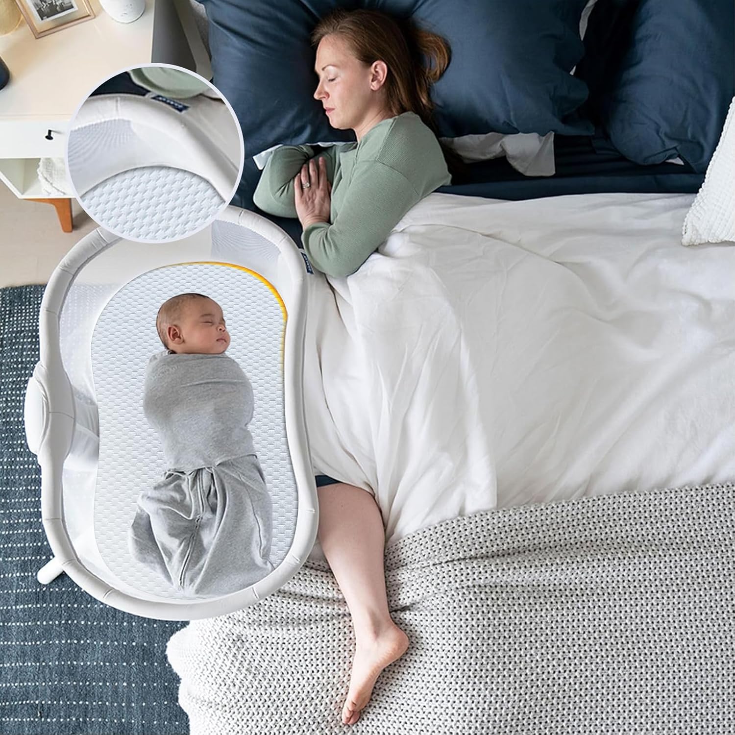 Lisara Baby Bassinet Mattress, 30 x 18 Inch, Gel Memory Foam, Oval