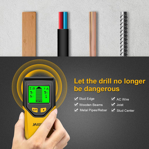 Stud Finder Wall Scanner - 5 in 1 Stud Finder Tool w/Smart Chip and HD LCD Display, Stud Detector Beam Finders for the Center and Edge of Wood AC Wire Metal Studs Joist Pipe (‎Banana)