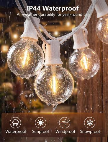 GOOTHY LED Outdoor String Lights Waterproof, 50Ft G40 Globe Patio Light Plug in with 52 Shatterproof Bulbs, Hanging Outdoor Lights for Backyard Garden Bistro Balcony Party Wedding Decor, White Wire