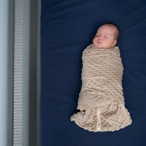 HALO Sleepsack Swaddle, 3-Way Adjustable Swaddle Blanket, TOG 3.0, Velboa, Fawn Grey Plush Dots, Newborn, 0-3 Months