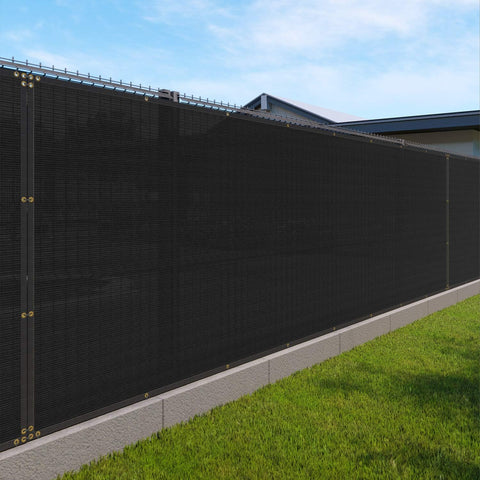 WINDSCREEN4LESS 6' x 30' Privacy Fence Screen in Black for Chain Link Fence W/ Brass Grommet Windscreen Outdoor Backyard Mesh Fencing Cover Netting 150GSM Fabric W/ Zip Ties - Custom Size