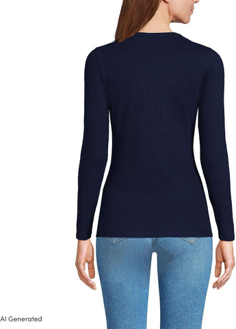 Lands' End Women's Cotton Rib Knit T-Shirt