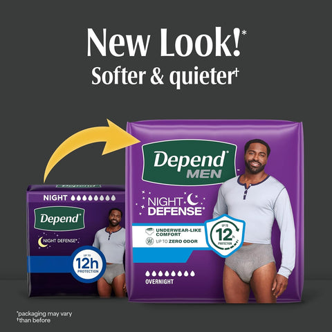 Depend Night Defense Adult Diapers for Men, Large, 56 Count