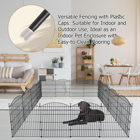 10 Panel No Dig Metal Garden Fence 32"H x 23.6'L Dog Fence Outdoor for Yard