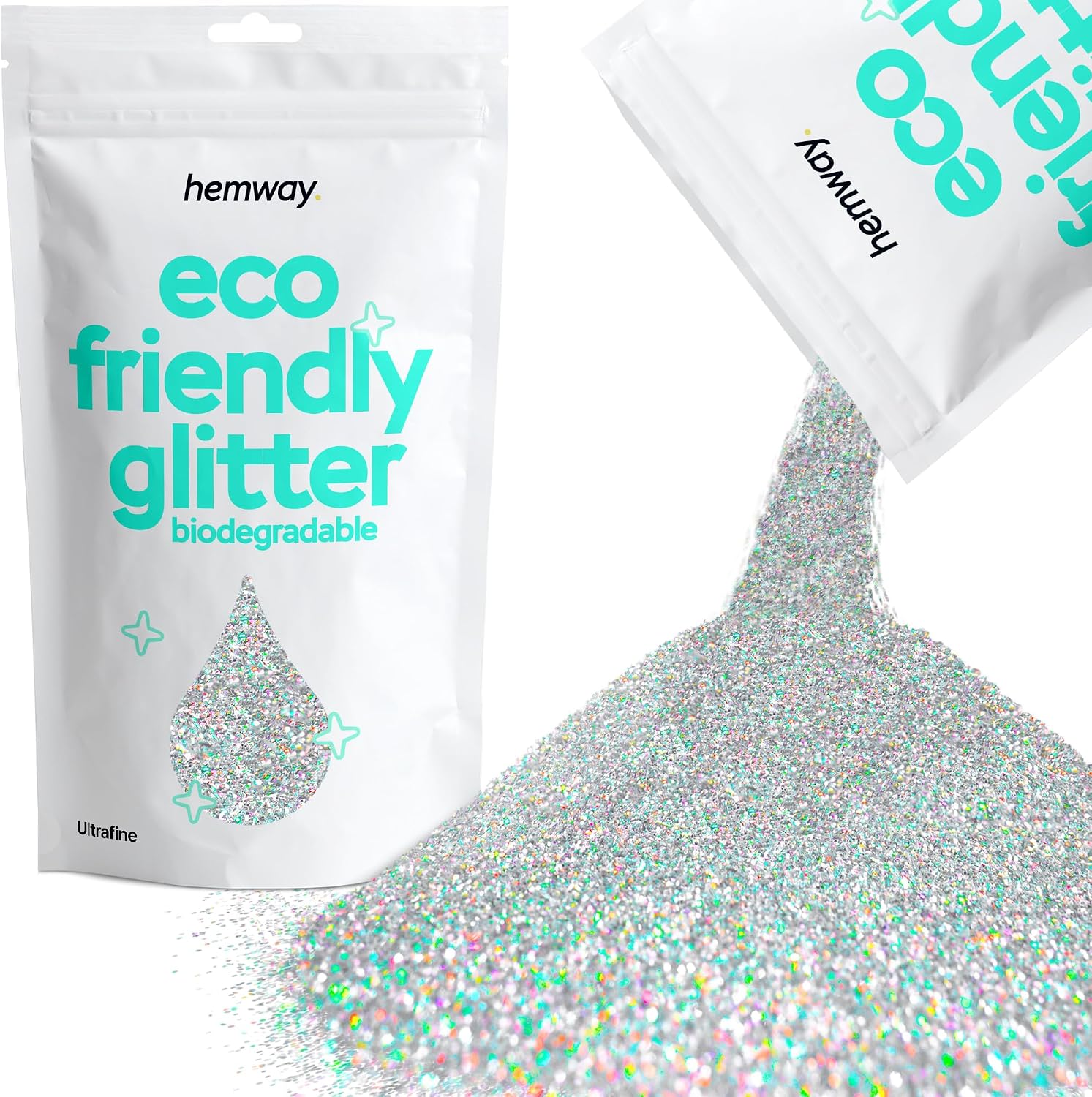 Hemway Biodegradable Glitter Silver Holographic 3.5oz Ultrafine