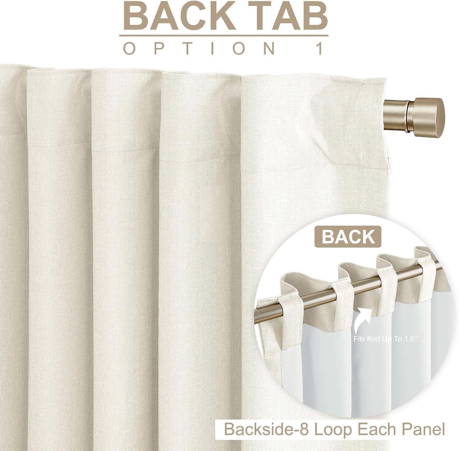Beige White Total Blackout Curtains for Bedroom 84 Inches Long