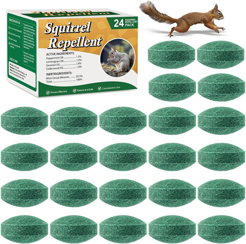24 Pack Squirrel Repellent Balls, Squirrel Deterrent Rodent Chipmunk Repellent for Attic, Car Engines Keep Chipmunk Away from Wires, Walls, Garages
