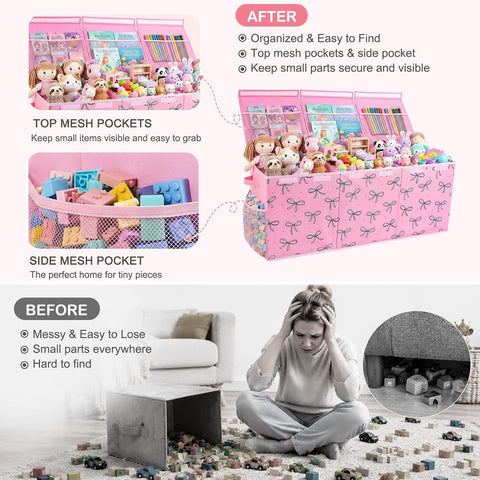 Toy Box with Adjustable Divider Large Toy Chest Storage for Nursery Kidroom