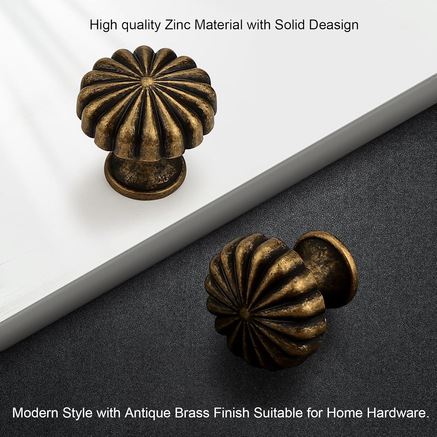 Probrico 20 Pack Antique Brass Cabinet Knobs Vintage Drawer Knobs Zinc Alloy Dresser Knobs for Kitchen Cabinets Dresser Drawers