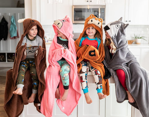 Lazy One Wearable Hooded Blanket for Kids, Animal Hooded Blanket (Moose)