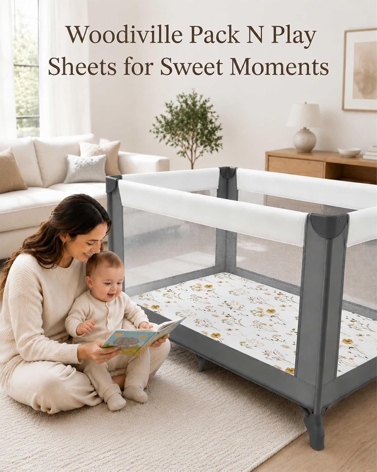 Pack N Play Sheets 2 Pack, 27"x39" Fitted Mini Crib Sheets Baby Boys Girls