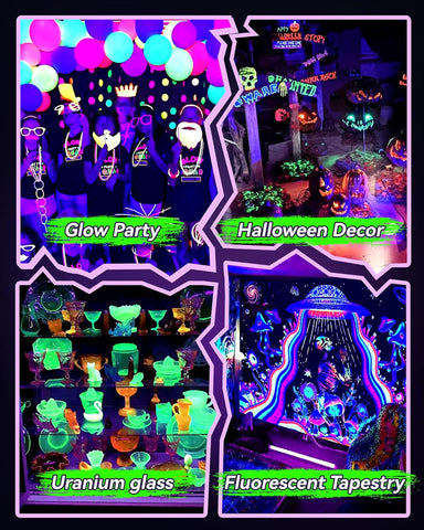 6 Pack 42W LED Black Light Bar, Glow Party Supplies, Halloween Blacklight