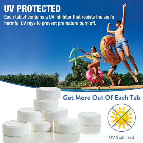 Doheny’s 3-Inch Stabilized Chlorine Tablets for Sanitizing Swimming Pools | 99% Pure Tri-Chlor, 90% Available Chlorine | Long-Lasting, UV-Protected, Slow-Dissolving | Individually Wrapped 25lb Bucket