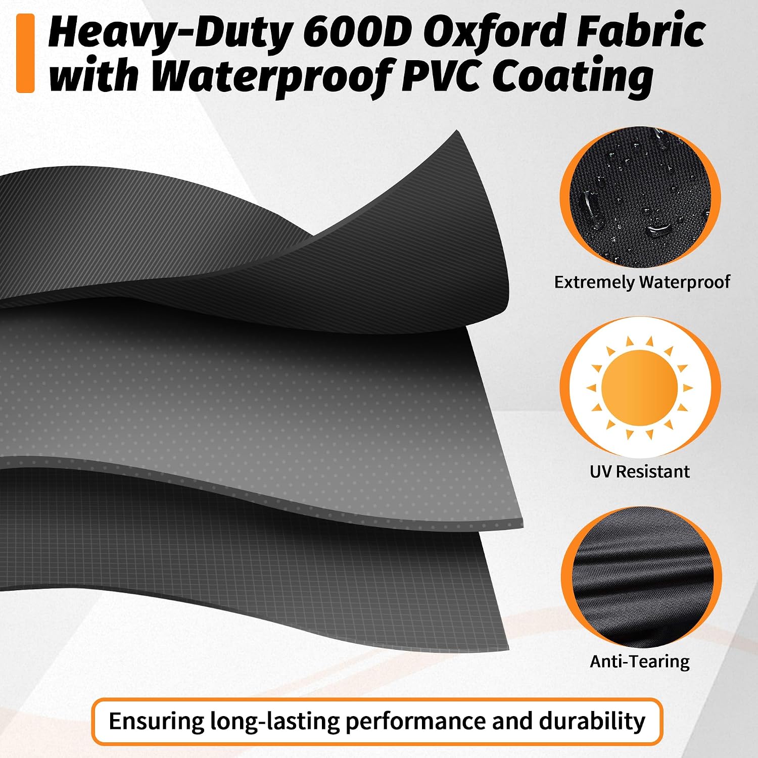 iCOVER Grill Cover 65 Inch, BBQ Grill Cover for Outdoor Grill, 600D Heavy-Duty Waterproof Gas Grill Cover BBQ Cover, Barbecue Grill Covers for Weber, Charbroil, Brinkmann, Nexgrill and More, Black