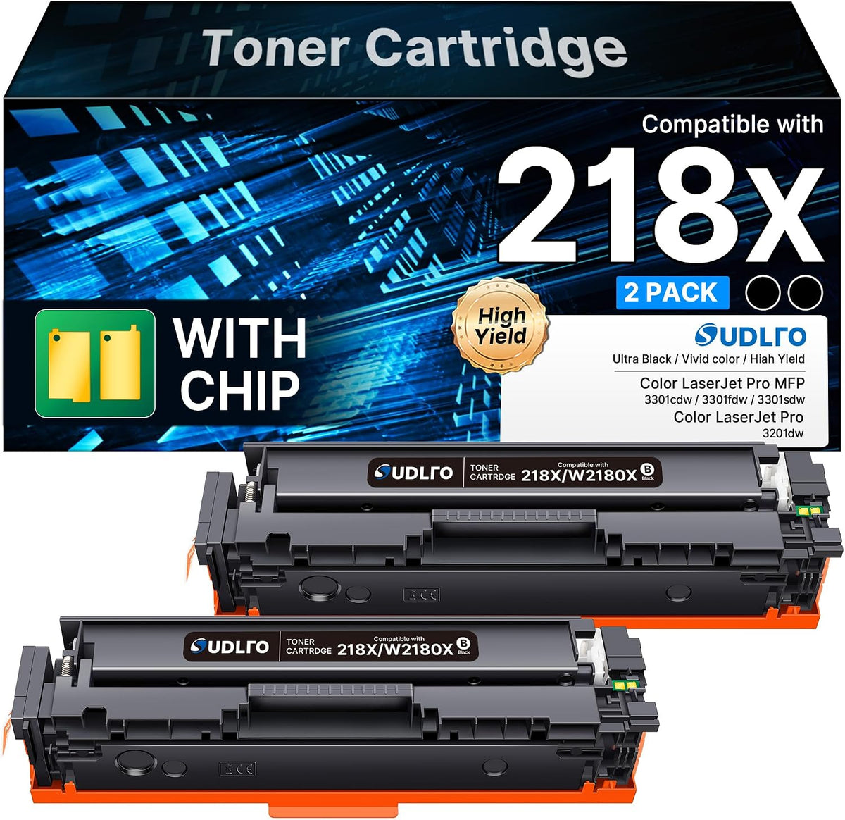 Compatible for HP 218X Toner Black for HP 3301fdw 3301cdw 3301sdw 2 Pack