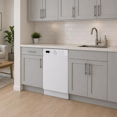 Avanti Built-In Dishwasher 18-Inch Quiet Operation with Drop-Down Metal Door Digital Controls, Silverware Basket ENERGY STAR Certified, in White