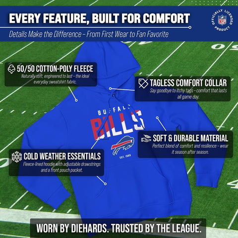 NFL Hoodie Fleece Sweatshirt for Men and Women - Officially Licensed