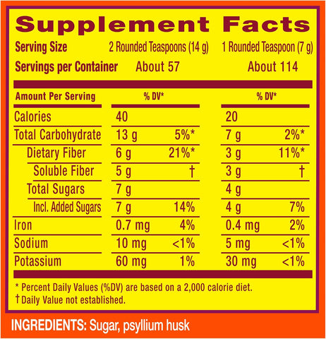 Metamucil, Psyllium Husk Powder, Unflavored Original Texture, with Sugar, 114 Servings, 4-in-1 Fiber Supplement, Daily Psyllium Husk Fiber Powder Help Support Digestive Health by Promoting Regularity*