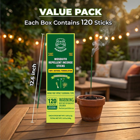 KICKOUTOR Mosquito Repellent Incense Sticks with Citronella Oil, 120 Count