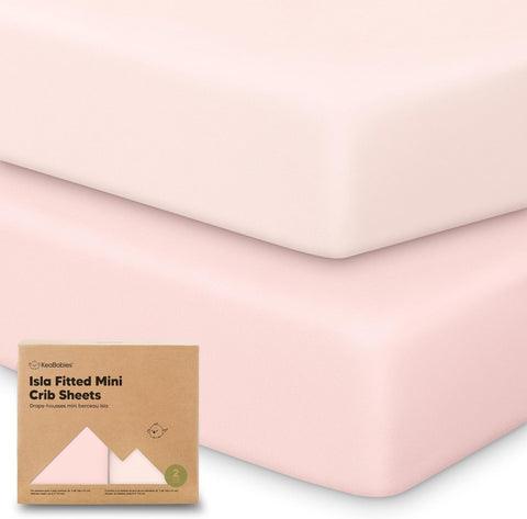 Pack and Play Sheets Fitted 2pk Mini Crib Sheet Pack N Play, Mist Rose