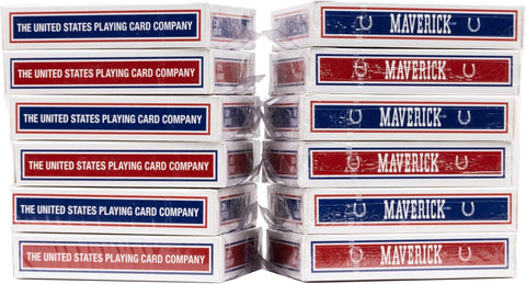 Maverick Playing Cards 12 Pack, Jumbo Index, Bulk Red and Blue Decks
