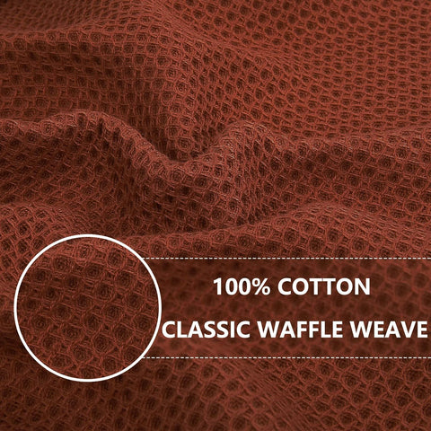 Homaxy 100% Cotton Waffle Weave Kitchen Dish Towels 6-Pack, Rust