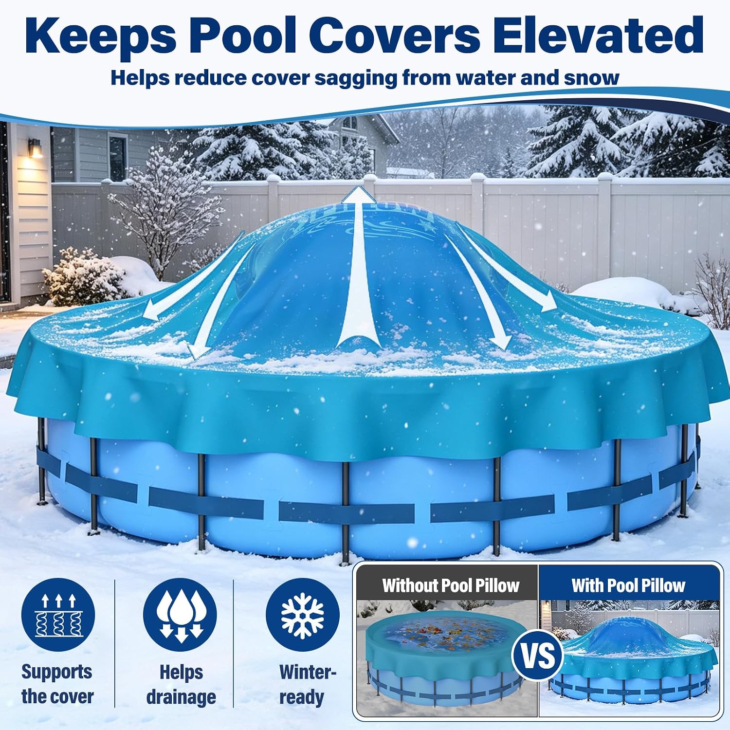 Pool Pillows for Above Ground Pools, 7 Ft Winter Pool Cover Pillow