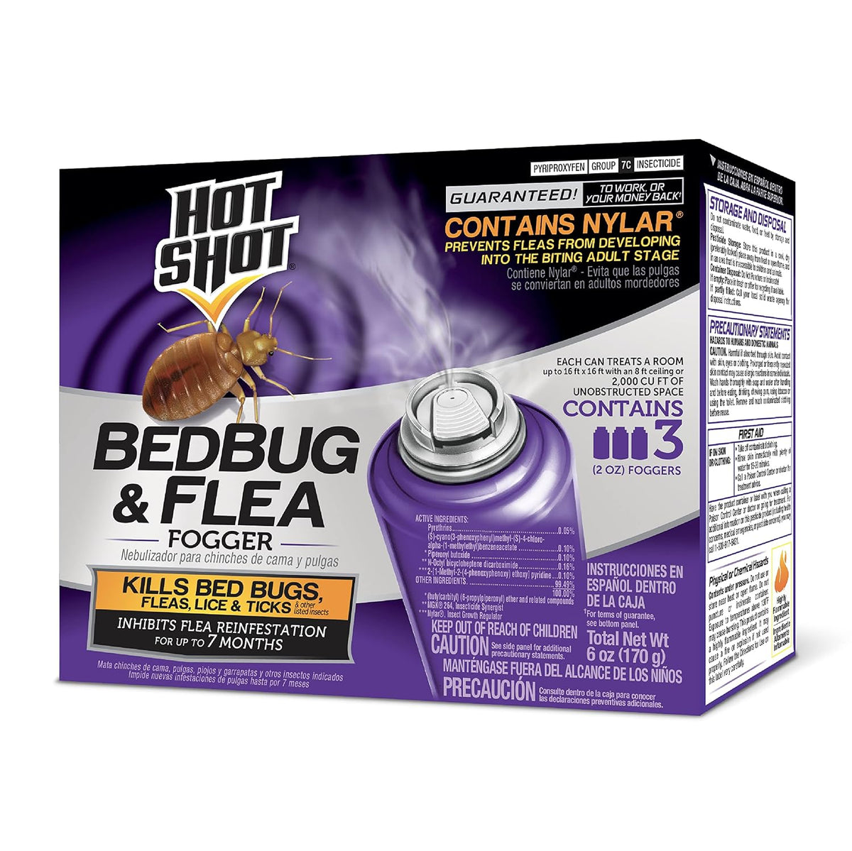 Hot Shot Bedbug and Flea Fogger with Nylar 3 Count-2 Ounce Cans