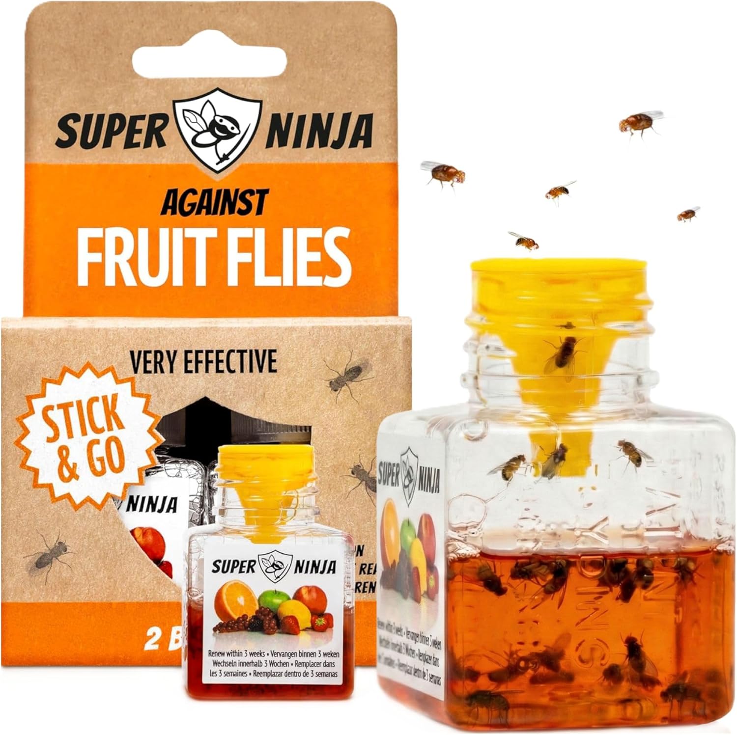 Super Ninja Fruit Fly Traps for Indoors, 2 Pack