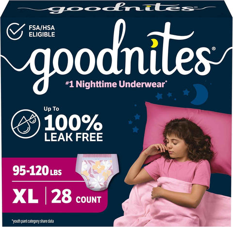 GoodNites Girls Nighttime Underwear, Size Extra Large, 28 Ct, 2 Packs of 14