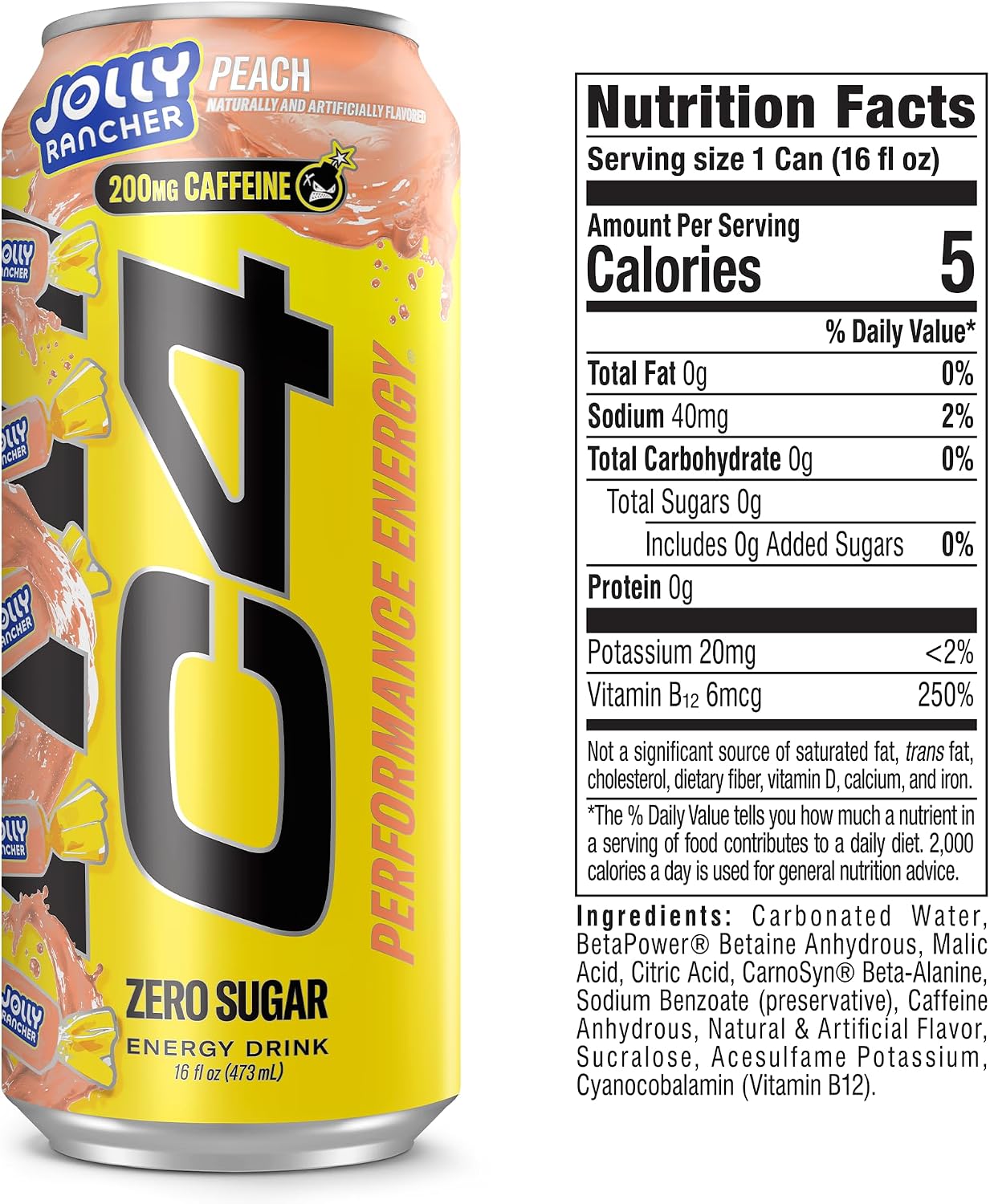C4 Performance Energy Drink with Zero Sugar, 200mg Caffeine, 16 Fl Oz 12pk
