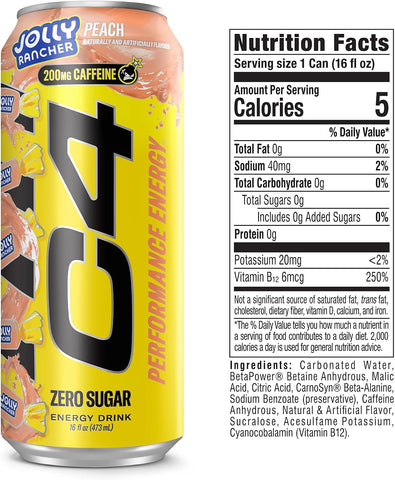 C4 Performance Energy Drink with Zero Sugar, 200mg Caffeine, 16 Fl Oz 12pk