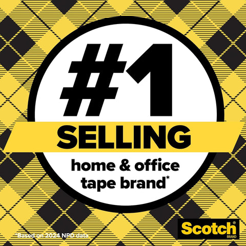 Scotch Double-Sided Tape, 1/2 in x 250 in (12.7 mm x 6.35 m), 3 Pack