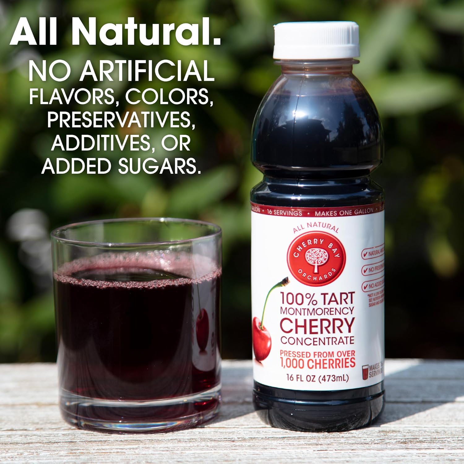 Cherry Bay Orchards Tart Cherry Concentrate (6 Pack 16 Oz Bottle, 96 Oz/2.8 Liters Total) - All Natural Juice Sleep Aid - GMO & Gluten Free, Kosher Certified, No Added Sugar or Preservatives