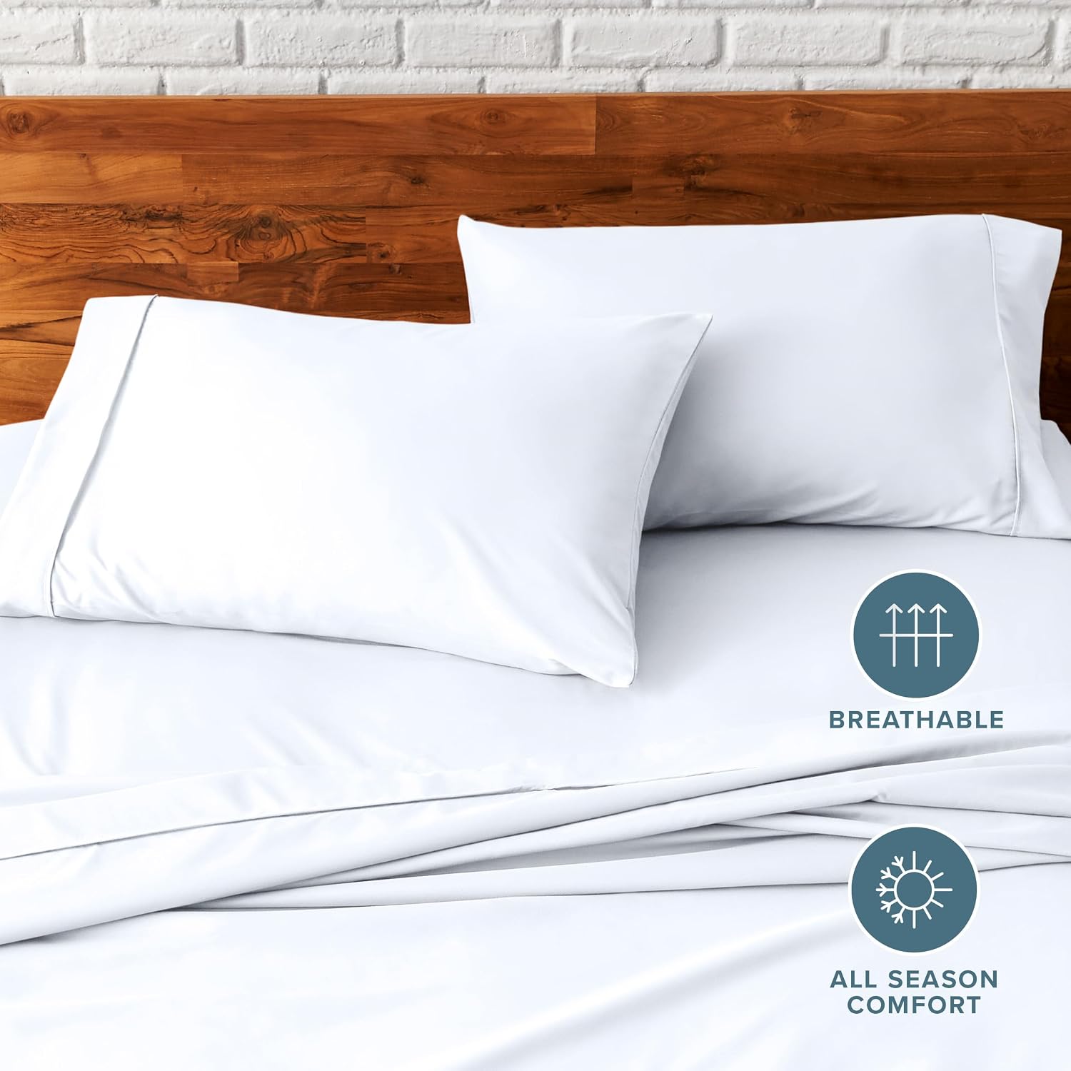 Bare Home Pillowcases Open End (Standard Set of 2, White)