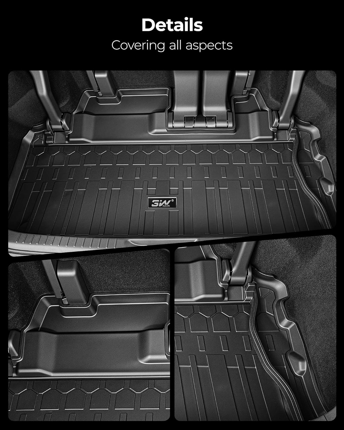 3W Cargo Mat for Toyota Sienna 2021-2026, TPE Custom Fit Trunk Liner