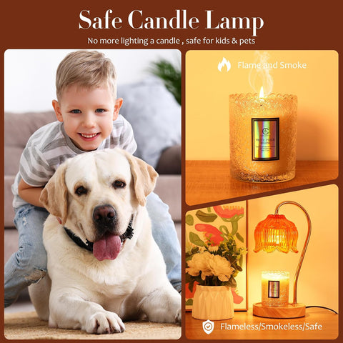 Flower Candle Warmer Lamp with Timer & Dimmer，Fall Decor for Home