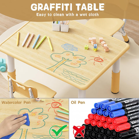 Brelley Adjustable Toddler Table and Chair Set, 31.5" L x 23.6" W Beige