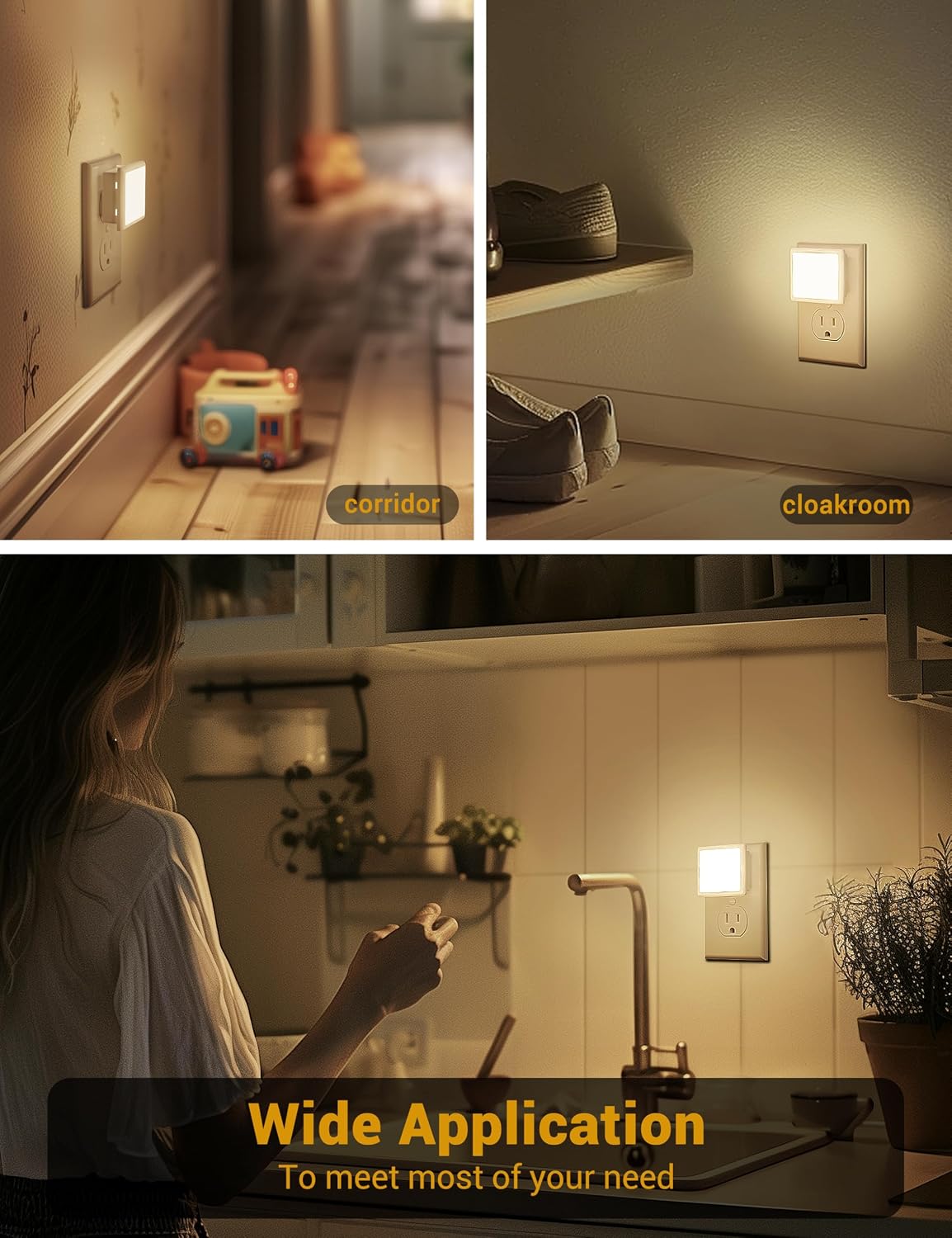 JandCase Night Lights Plug into Wall 2Pack,Plug in Night Light Dusk-to-Dawn