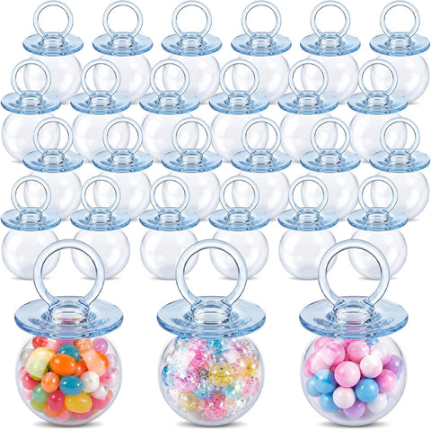 Nuenen 24 Pcs Baby Shower Favors, Mini Pacifier Candy Bottles 3.15", Blue