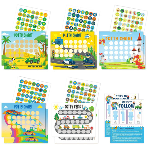 Potty Training Chart for Toddler Potty Training Sticker Chart 5 Fun Styles 17 PCS Potty Chart for Boys with Stickers Stickers for Kids Potty Training Reward