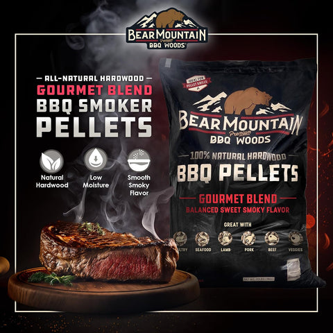 Bear Mountain FK99 Premium All Natural Low Moisture Hardwood Smoky Gourmet Blend BBQ Smoker Pellets for Outdoor Grilling, 20 Pound Bag (3 Pack)