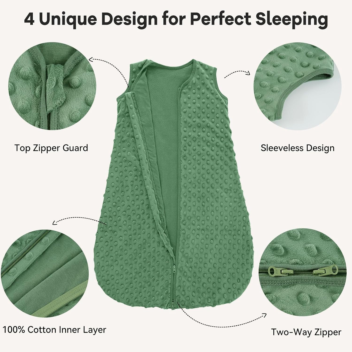 Unnivoll Baby Sleep Sack 0-6 Months 1.5 TOG Fleece with Plush Dots