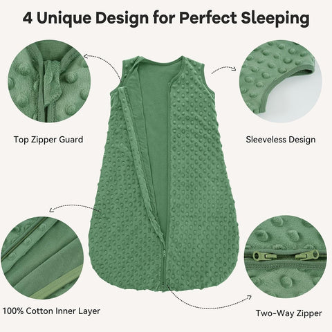 Unnivoll Baby Sleep Sack 0-6 Months 1.5 TOG Fleece with Plush Dots